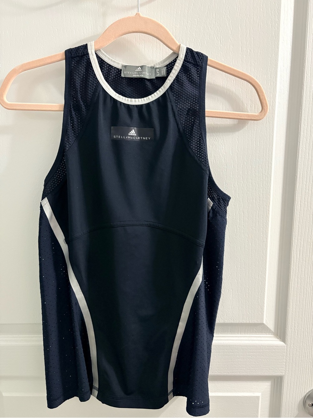 adidas Black One-Piece Athletic Swim Tank with White Trim